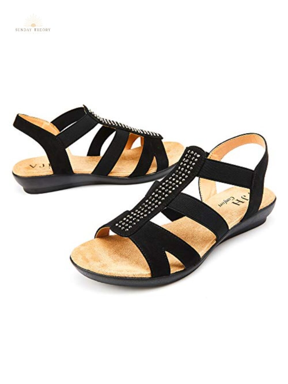Women's Rhinestone Flat Sandals Slip On Slingback Comfort Walking Sandals
